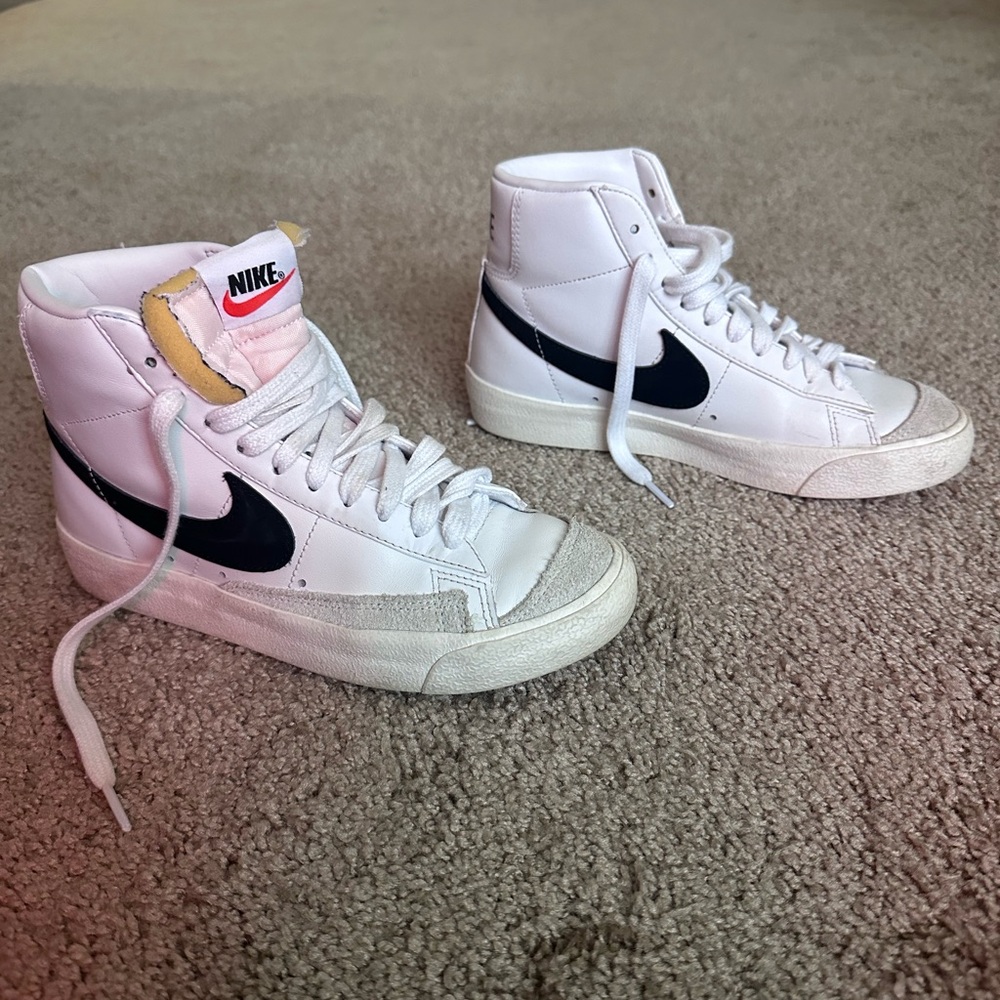 Nike White and Black High Top Blazer Sneakers